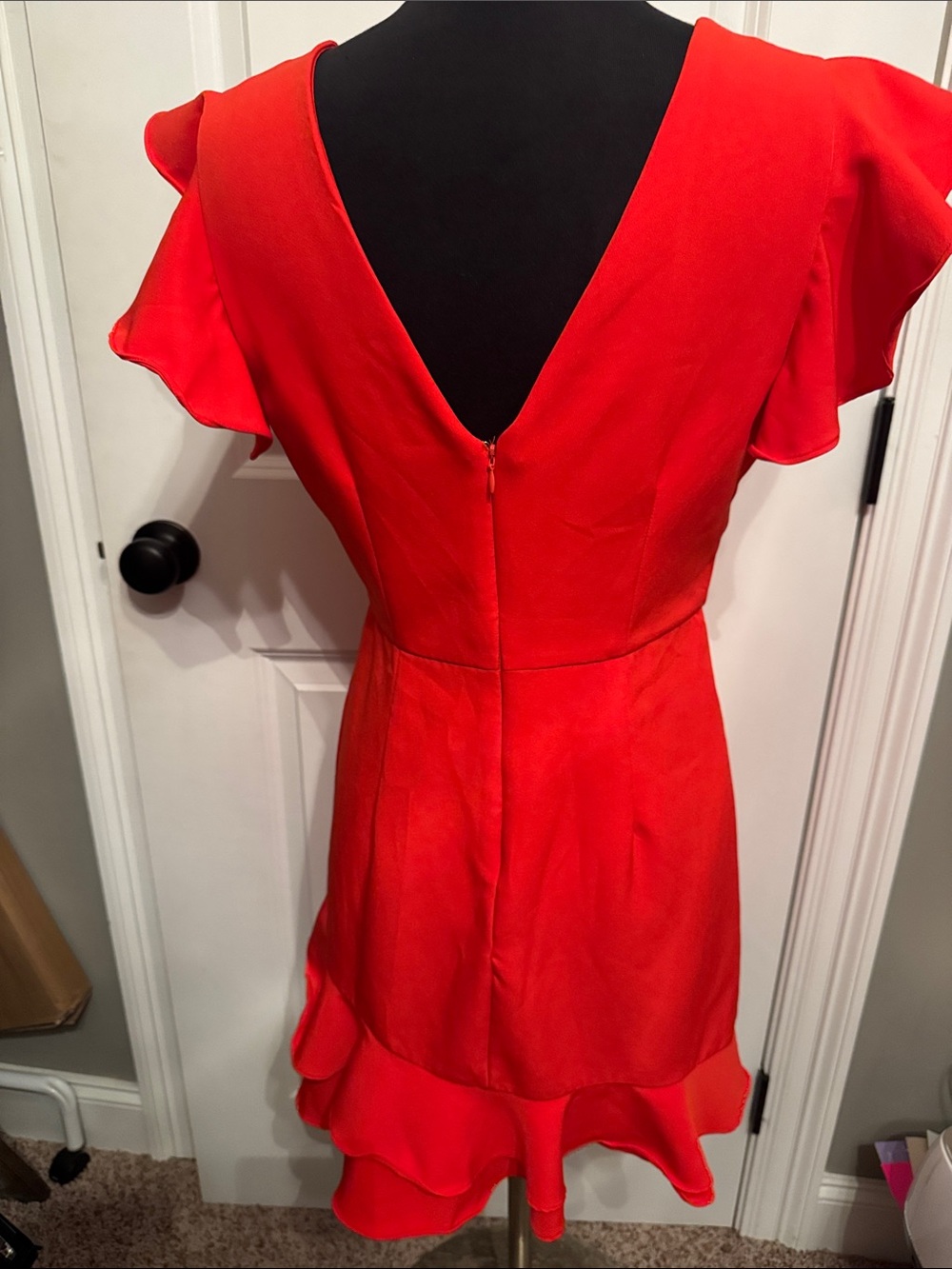 TCEC Red Ruffle Flutter-Sleeve Mini Dress - Picture 4 of 7
